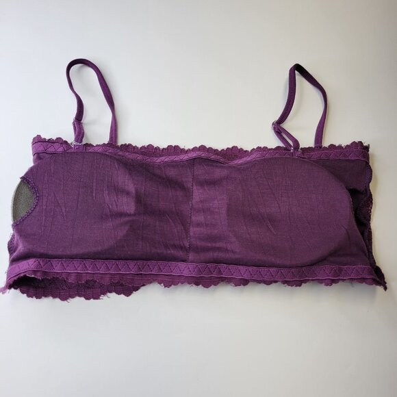 Sexy Purple Bralette Crop Top Lace Bandeau Adjustable Straps Removable Pad - NEW - Picture 9 of 12